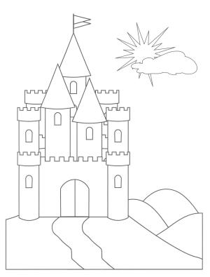 Kale boyama sayfası, Castle coloring page, Kolay Kale, 