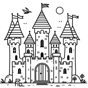 Kale boyama sayfası, Castle coloring page, Kale Çizimi 3, 