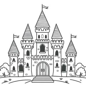 Kale boyama sayfası, Castle coloring page, Kale Çizimi 4, 