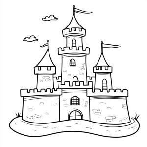 Kale boyama sayfası, Castle coloring page, Kale çizimi kolay ücretsiz, 