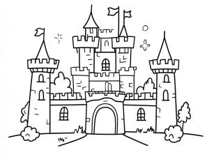 Kale boyama sayfası, Castle coloring page, Yazdırılabilir Kale Çizimi, 