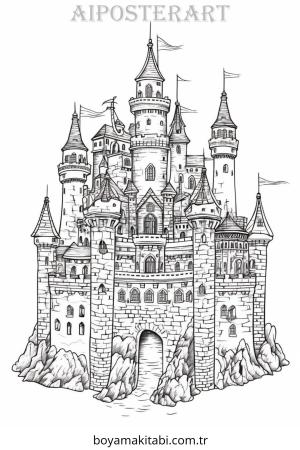 Kale boyama sayfası – çizgi film temalı, basit çizim