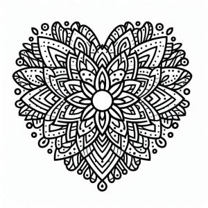 Kalp Mandalası boyama sayfası,  coloring page, Kalp Mandalası 10’i çizin, 