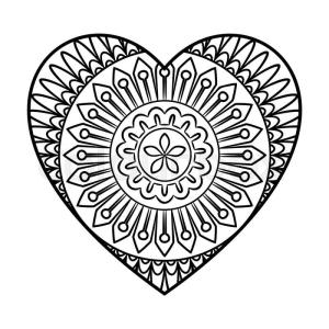 Kalp Mandalası boyama sayfası,  coloring page, Kalp Mandala Güzel, 