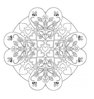 Kalp Mandalası boyama sayfası,  coloring page, Kalp Mandala şirin, 