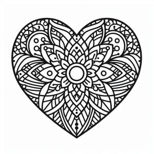 Kalp Mandalası boyama sayfası,  coloring page, Kalp Mandalası 5’i çizin, 