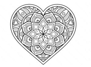 Kalp Mandalası boyama sayfası,  coloring page, Kalp Mandala ücretsiz, 