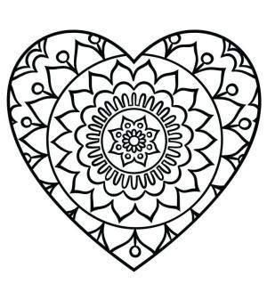 Kalp Mandalası boyama sayfası,  coloring page, Basit Kalp Mandala, 