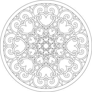 Kalp Mandalası boyama sayfası,  coloring page, Kalp Mandala Iyi, 