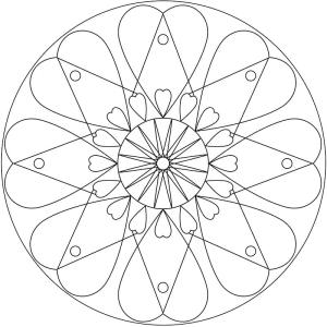 Kalp Mandalası boyama sayfası,  coloring page, Kalp Mandala Baskısı, 