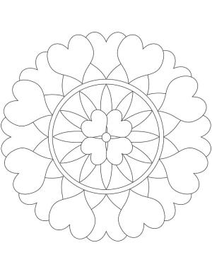 Kalp Mandalası boyama sayfası,  coloring page, Kalp Mandala Yazdırılabilir, 