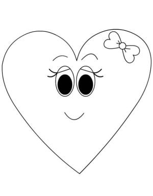 Kalp boyama sayfası, Heart coloring page, Gülümseyen Karikatür Kalp, 