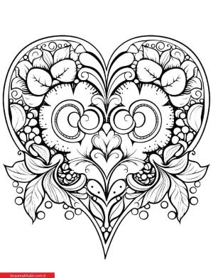 Kalp boyama sayfası, Heart coloring page, , 