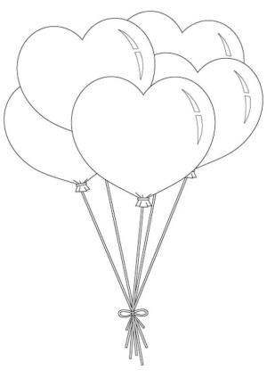 Kalp boyama sayfası, Heart coloring page, Kalp şeklinde Balon, 