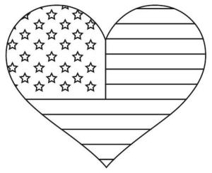 Kalp boyama sayfası, Heart coloring page, Amerikan Bayrağının Kalbi, 