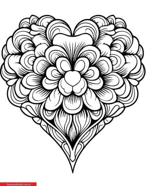 Kalp boyama sayfası, Heart coloring page, , 