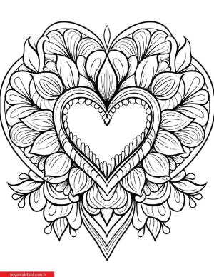 Kalp boyama sayfası, Heart coloring page, , 