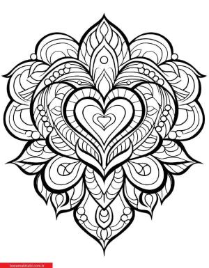 Kalp boyama sayfası, Heart coloring page, , 