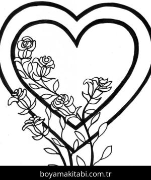 Kalp boyama sayfası – PDF indir, sevimli karakter