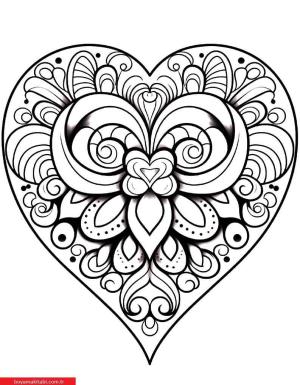 Kalp boyama sayfası, Heart coloring page, , 