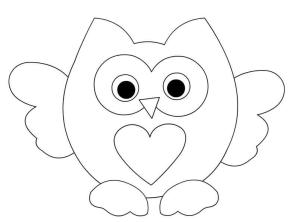 Kalp boyama sayfası, Heart coloring page, Baykuş Kalp, 