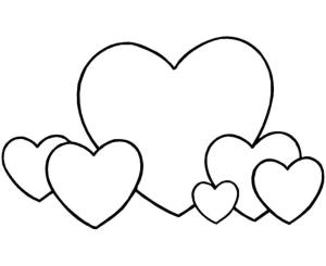 Kalp boyama sayfası, Heart coloring page, Büyük Kalp ve beş Küçük Kalp, 