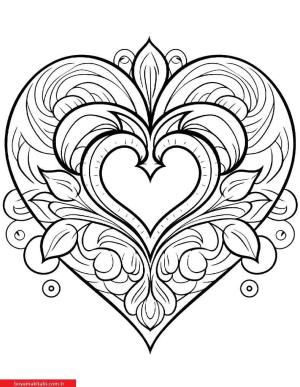 Kalp boyama sayfası, Heart coloring page, , 