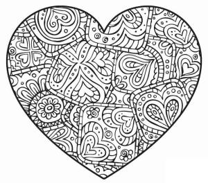 Kalp boyama sayfası, Heart coloring page, Kalp Yetişkinler Içindir, 