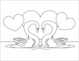 Kalp boyama sayfası, Heart coloring page, Kuğu Kalbi, 