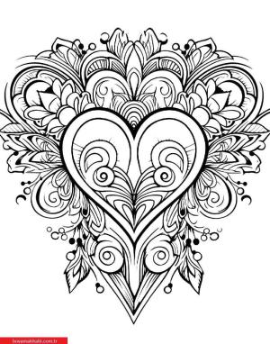 Kalp boyama sayfası, Heart coloring page, , 