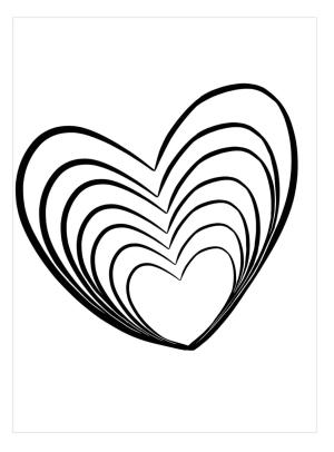 Kalp boyama sayfası, Heart coloring page, Gökkuşağı Kalp, 