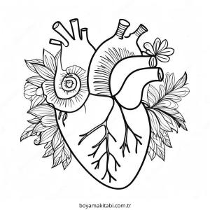 Kalp boyama sayfası – çocuklar için, çizgi film temalı