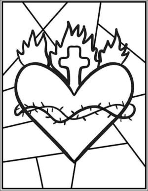 Kalp boyama sayfası, Heart coloring page, Kutsal Kalp, 