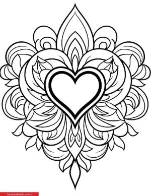 Kalp boyama sayfası, Heart coloring page, , 