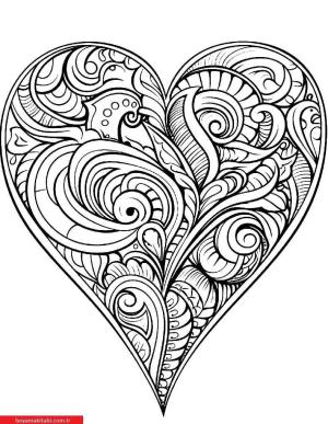 Kalp boyama sayfası, Heart coloring page, , 