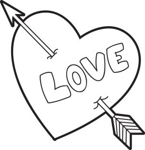 Kalp boyama sayfası, Heart coloring page, Kalp Boyunca Ok, 