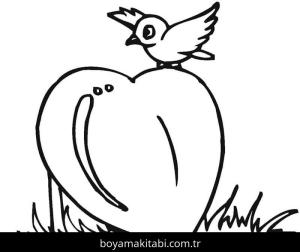 Kalp boyama sayfası – çizgi film temalı, basit çizim