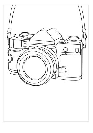 Kamera boyama sayfası,  coloring page, Tatlı Kamera, 