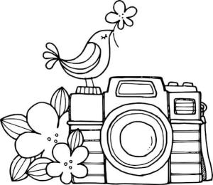 Kamera boyama sayfası,  coloring page, Çiçek ve Kuş Ayağı Kamerası, 