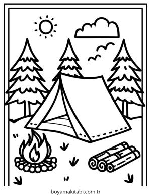 Kamp boyama sayfası – yaratıcılık, eğlenceli etkinlik