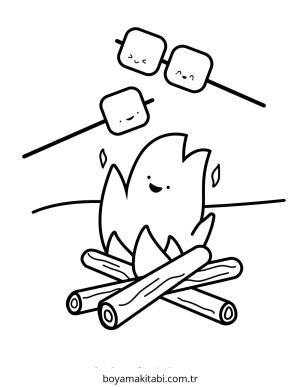 Kamp boyama sayfası – renkli çizimler, okul öncesi