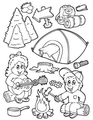 Kamp boyama sayfası,  coloring page, , Camping For Kids