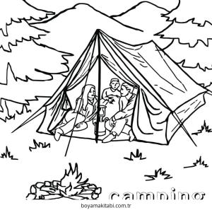 Kamp boyama sayfası – sanatsal çalışma, çocuklar için