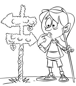 Kamp boyama sayfası,  coloring page, , Camping Girl Lost Her Way