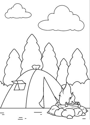 Kamp boyama sayfası,  coloring page, , Cozy Camping
