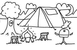 Kamp boyama sayfası,  coloring page, , Fun Camping Site
