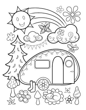 Kamp boyama sayfası,  coloring page, , Happy Camping