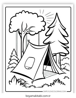 Kamp boyama sayfası – yaratıcılığı geliştirir, keyifli zaman
