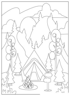 Kamp boyama sayfası,  coloring page, , Camping With Nature