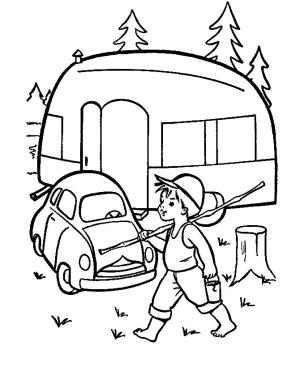 Kamp boyama sayfası,  coloring page, , Going Fishing
